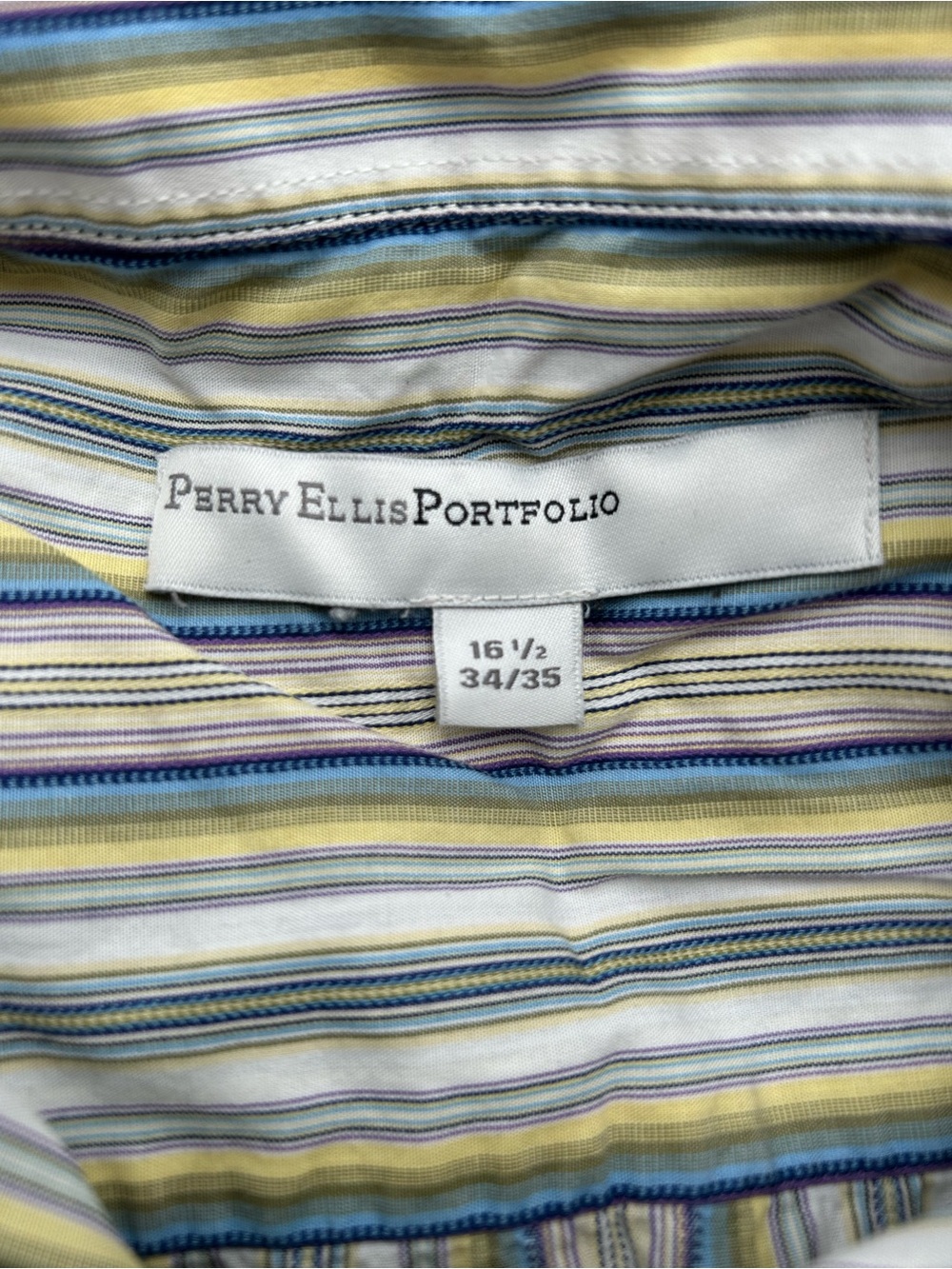 Women Perry Ellis Striped button down Yellow & Blue size 16